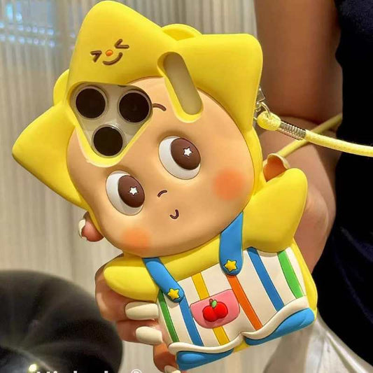 Cartoon Colorful Striped Overalls Twinkle Twinkle Starman Character Phone Case – Compatible with iPhone 17 / iPhone 16 Pro Max