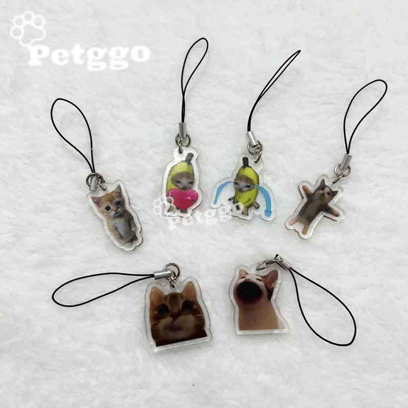 Gato plátano/gato Elgato/gato feliz/gato popo/Llavero de gato Pouty (6pcs)