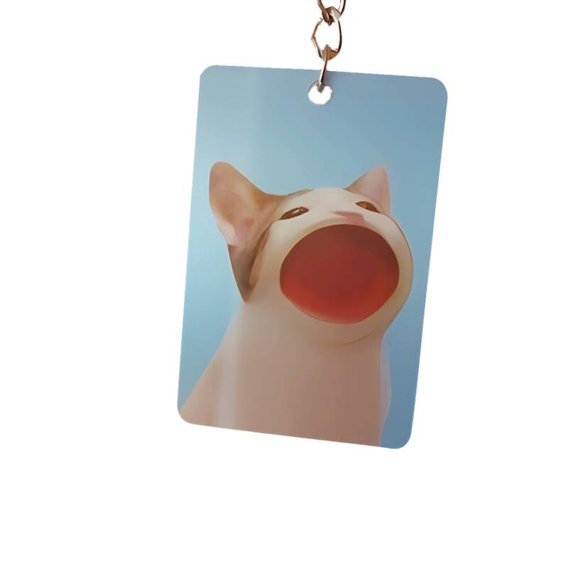 Loud-mouthed Pop Cat keychain| Dynamic Pendant, Acrylic Keychain