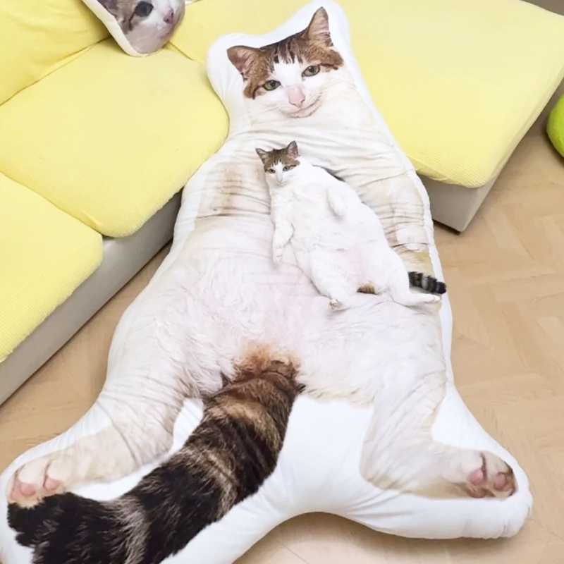 Almohada de felpa de gato con copia personalizada fea (compre 2 y obtenga 1 gratis)
