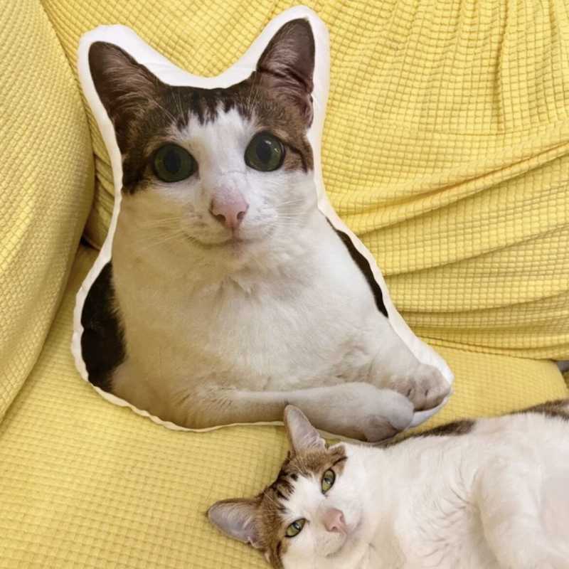 Almohada de felpa de gato con copia personalizada fea (compre 2 y obtenga 1 gratis)