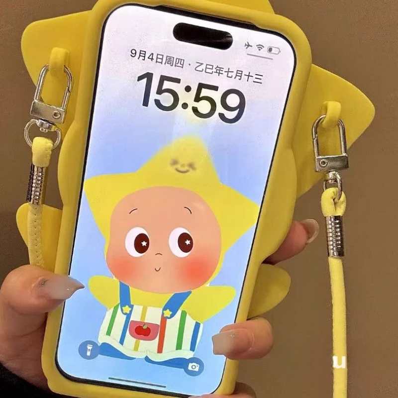 Cartoon Colorful Striped Overalls Twinkle Twinkle Starman Character Phone Case – Compatible with iPhone 17 / iPhone 16 Pro Max