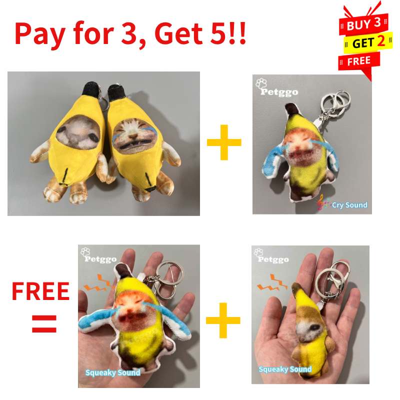 バナナキャットキーホルダー -2個買うと1個無料! 3個カートに入れると、1個が無料になります！
