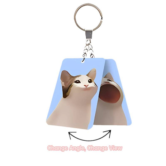 Loud-mouthed Pop Cat keychain| Dynamic Pendant, Acrylic Keychain